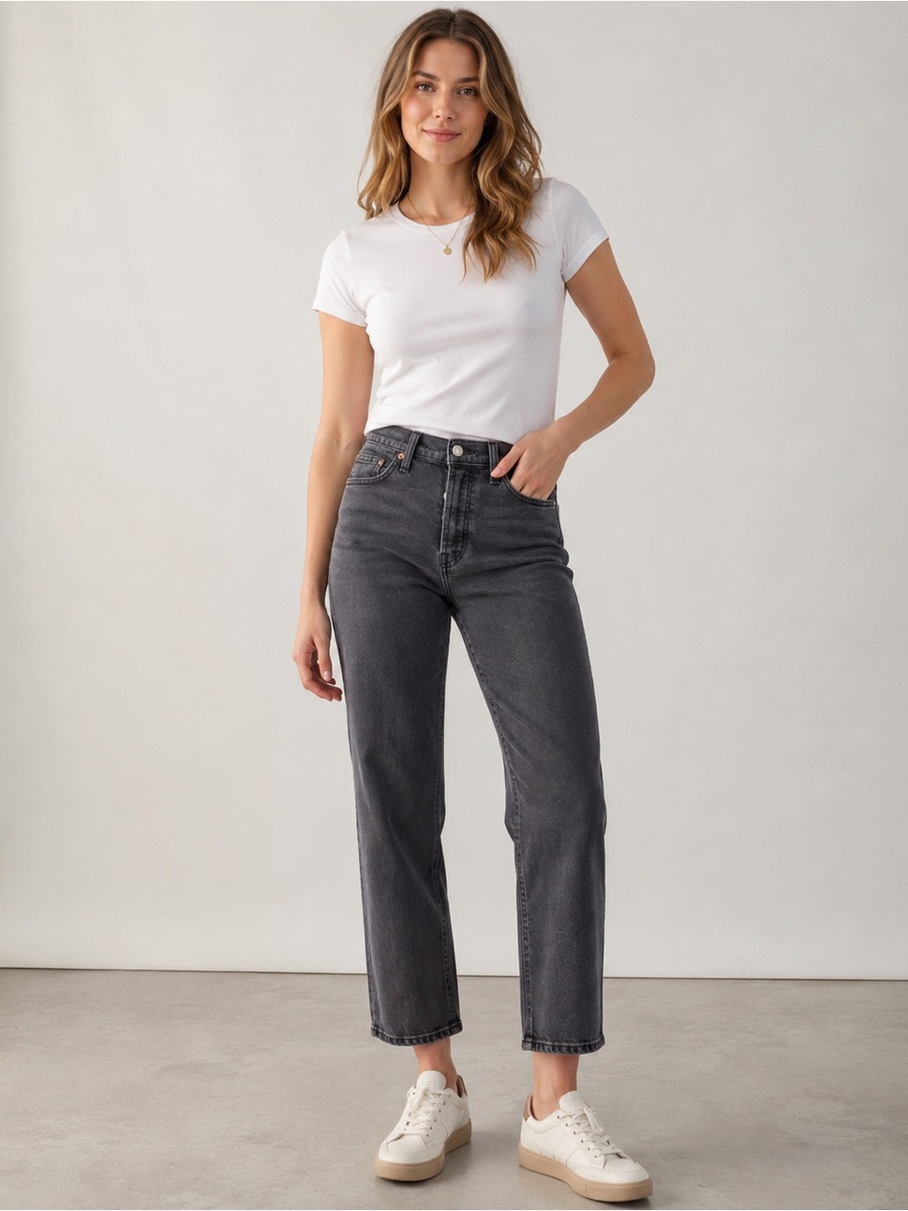 Levi’s Ribcage Straight Ankle Jeans 26 Charcoal Gray High Rise W26